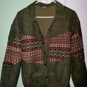 SHEIN Aztec Print Olive Jacket